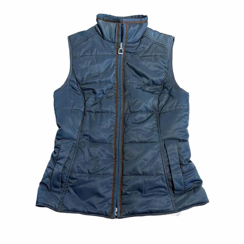 Ariat Puffer Vest Size S Blue Quilted Full Zip Mock Neck Equestrian